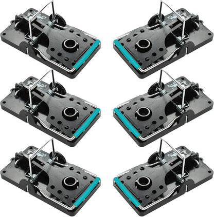 Kat Sense Large Rat Snap Traps Set of 6 - Stainless Steel Bar Design, Humane Rat Trap Indoor & Outdoor Use, Mouse Catcher for Repeat Use, High Precision Triggering, Traps for Rats, Mice, Chipmunks