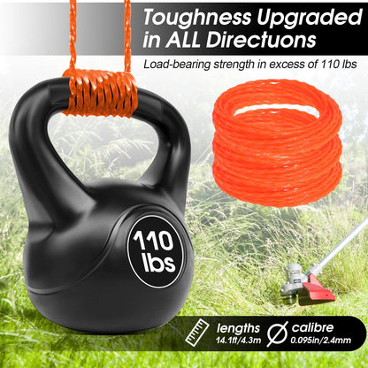 AL2420P 0.095'' Pre-Cut Twisted Timmer Line Replace AL2420P for EGO 56V 15-Inch Trimmer & Multi-Head String Trimmer Attachment 14Ft Per Roll 16 Pack