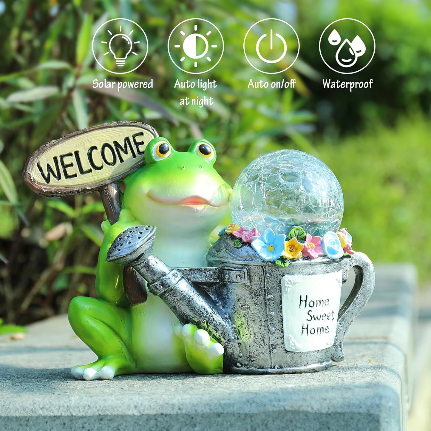 Bshine Frog Solar Lights Outdoor Garden - Waterproof Frog Statue Decoration for Patio, Path, Pathway Sculpture Yard Art, Lawn Ornaments, Gift for Mom, Home Decor Gift