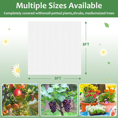 2PCS Large Fruit Tree Netting with Drawstring and Zipper, 8 * 8FT Garden Netting for Garden Protection, Insect Bird Netting for Fruit Trees, Protection from Anti Birds, Bugs,Cicadas