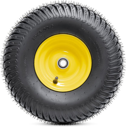 15x6.00-6(4PR) Tubeless Tire and Wheel, 15-Inch Replacement Pneumatic Tires and Wheel with 3/4" Bearings Compatible with Hand Truck, Wheelbarrow, Wagon, Gorilla Carts (Yellow, 2PCS)