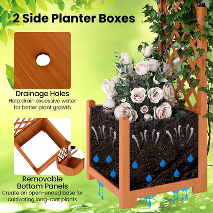 Happygrill Garden Arbor with Planter Boxes, Outdoor Wedding Arch with Trellis for Climbing Plants Vine Vegetables Herbs, Wooden Arbor Archway for Ceremony, Party (Orange)