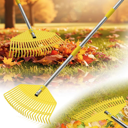 Plastic Leaf Rake for Lawns - Lightweight & Easy Yard Rakes for Leaves, Grass, Pine Needles,Gardening,Heavy Duty 16.5''Wide Garden Rake with Adjustable Handle (35''-75'') for Women,Seniors,Kids
