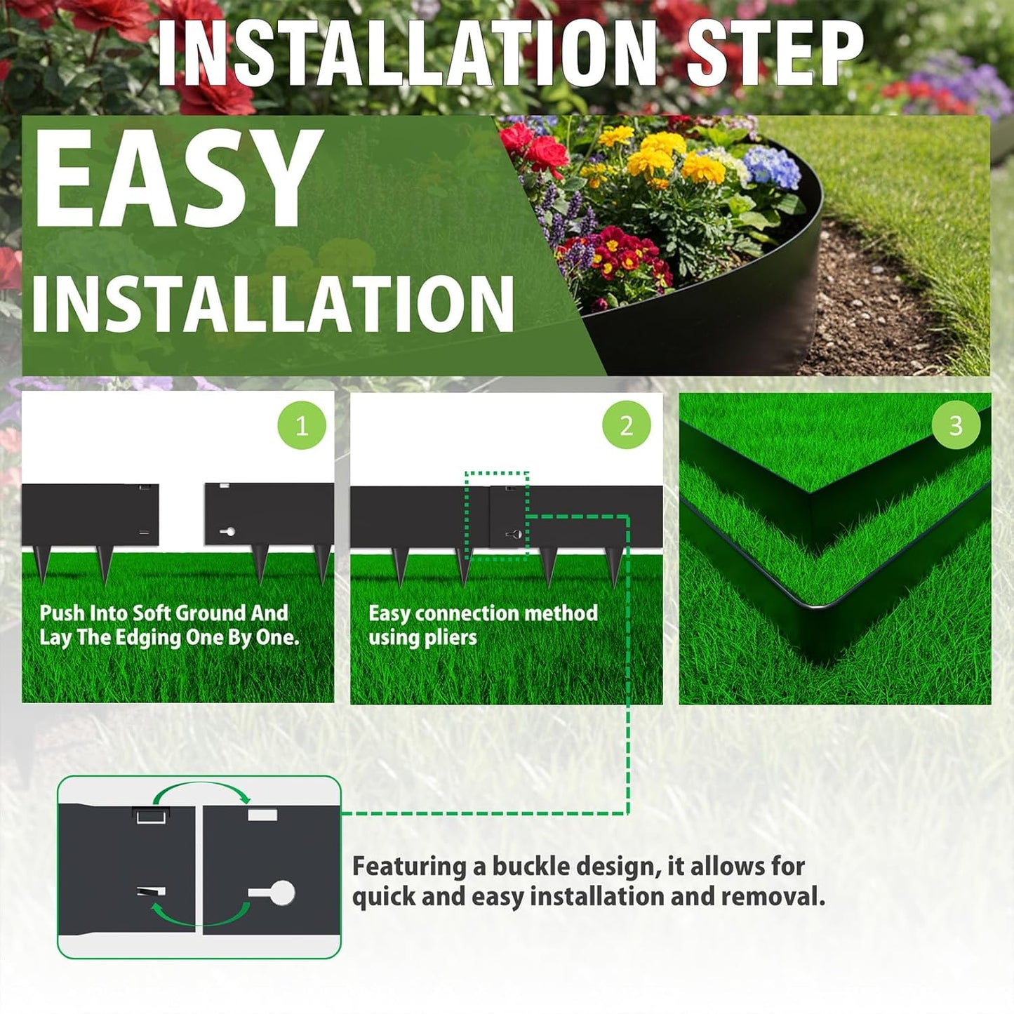 40"x10" Metal Landscape Edging, 6-Pack (20ft Total) – Rustproof Galvanized Steel Garden Border, Lawn & Flower Bed Edging, Decorative Hammer-in Outdoor Landscaping Border for Yard, Pathways & Driveways