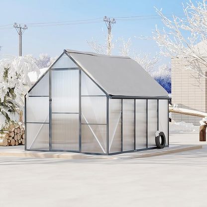 8'x10' Aluminum-Framed Polycarbonate Greenhouse, Heavy Duty Polycarbonate Greenhouse with Quick Setup Structure and Roof Vent, Large Enhanced Aluminum GreenhouseKit for Outdoors