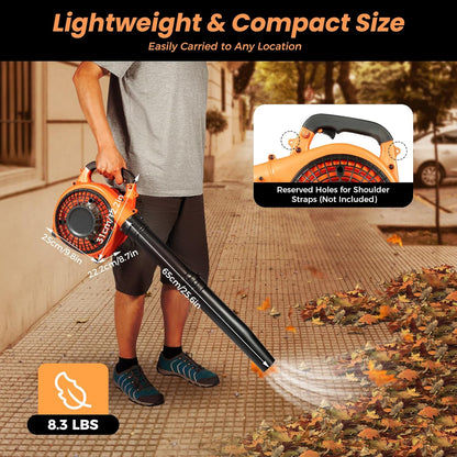 Gas Leaf Blower 25.4cc 2-Cycle Handheld Leaf Blower Gas Powered, Gasoline Blower for Lawn Care Sweeping Fallen Leaves Dust Garbage,4.59ft³/h | US Stock