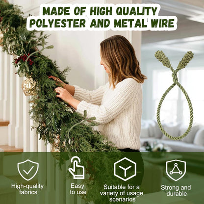 Shappy 24 Pieces Christmas Garland Banister Ties Christmas Decorative Reusable and Flexible Twist Ties for Garland, Banister Home Decoration (Olive Green)