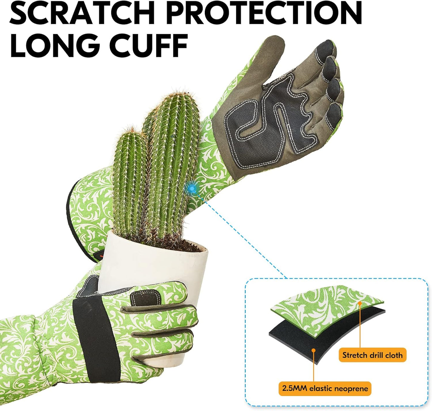 Vgo... 1 Pair Gardening Gloves Ladies,Safety Work Gloves,Long Sleeves Gauntlet,Puncture Proof,Touchscreen(Size XS,Green,AL6608-FM)