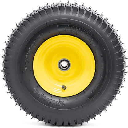 15x6.00-6 Tire and Wheel, 15-Inch Replacement Pneumatic Tires with 3/4" Bearings Compatible with Hand Truck, Wheelbarrow, Wagon, Gorilla Carts Tires (Yellow, 2PCS) P-103