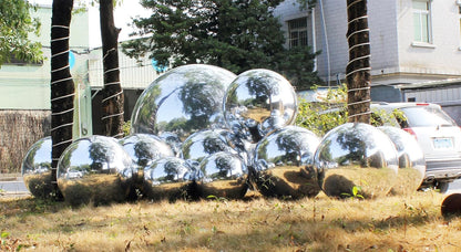 Big Shiny Balls Giant Inflatable Mirror Balls for Events & Decor - Party, Advertising, Shows, Stage Decoration - Hanging & Standing-Various Sizes & Colors - Silver (3.0m/9.84ft)