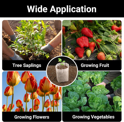 Nursery Grow Bags, 100 PCS Non-Woven Plants Grow Bags 7.8"x8.6", Solid Seed Starter Bags Fabric Seedling Pots Plants Pouch Home Garden Supply