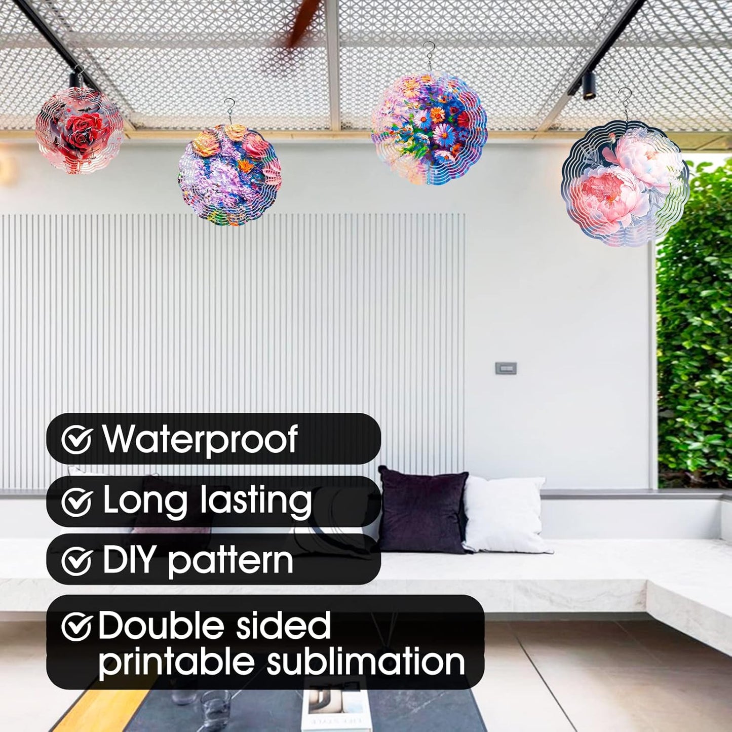 10 Pack 8 Inch Sublimation Wind Spinner Blanks,Wind Spinners Sublimation Blanks 3D Aluminum Metal Wind Spinners for Yard and Garden Indoor Outdoor Window Porch Decoration Round (10 Pcs 8 Inch)