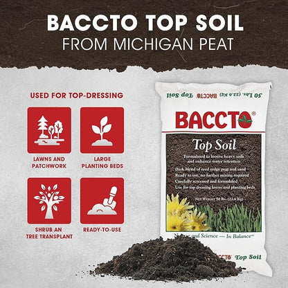 1550P Baccto Topsoil for Lawns, Gardens, and Raised Planting Beds with Reed Sedge, Peat, and Sand Mix, 50 Pounds (10 Pack)