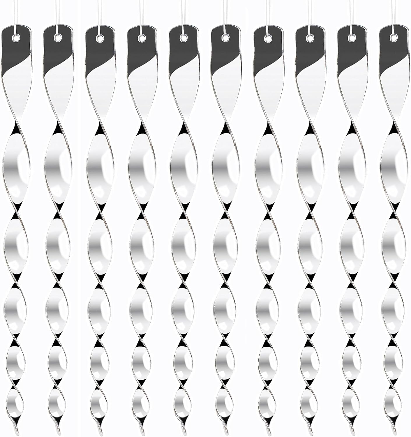 Hausse 10 Pack Bird Deterrents for Outside, Bird Repellent Hanging Silver Plastic Reflectors Scare Rods, Garden Decorative Reflective Scare Birds Away, Like Woodpeckers, Pigeons and Geese