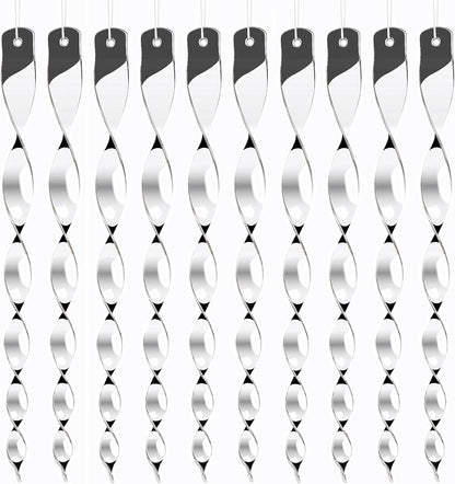 Hausse 10 Pack Bird Deterrents for Outside, Bird Repellent Hanging Silver Plastic Reflectors Scare Rods, Garden Decorative Reflective Scare Birds Away, Like Woodpeckers, Pigeons and Geese