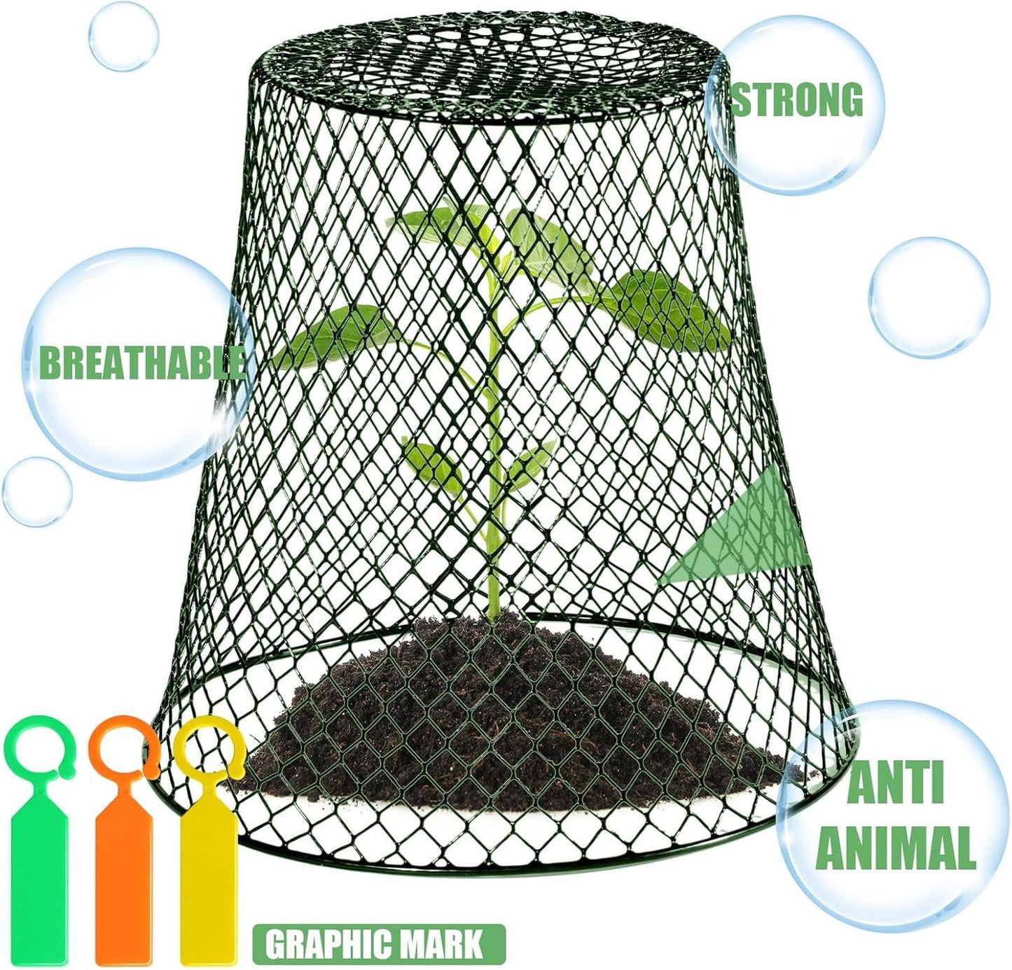 10 Pcs 8inch Chicken Wire Plant Covers Wire Garden Cloches Chicken Wire Cloche Plant Protector Metal Heavy Duty Garden Plant Cloche for Keeping Bunnies Chicken Squirrels Birds Other Out
