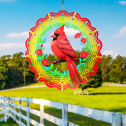 Metal Wind Spinners Outdoor,Cardinal Hanging Wind Spinner Gifts for Women Men,12 inch 3D Stainless Steel Wind Catchers Kinetic Sculpture for Garden Decor,Outside,Yard,Patio,Backyard,Porch Decoration