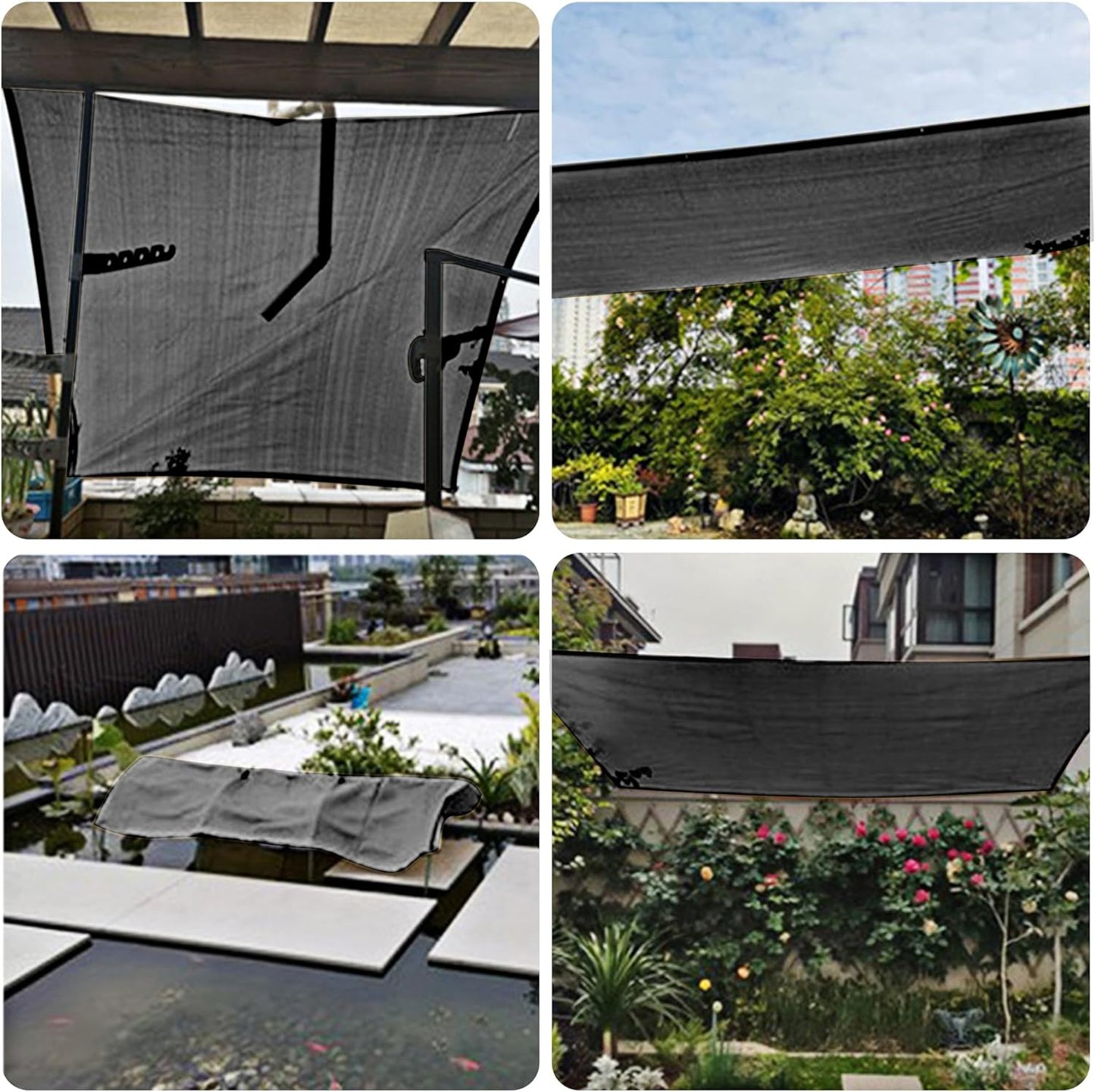 winemana 50% Black Shade Cloth, 6.6 x 6.6 FT Durable Mesh Tarp with Grommets, Garden Sunblock Shade Cloth Shading Antifreezing for Plants Cover, Greenhouse, Barns Kennel, Patio, Tomatoes