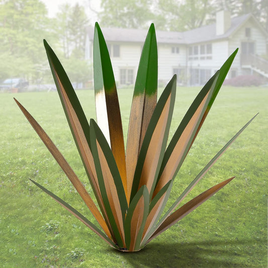 Homight Large Agave Sculpture Rustic Metal Agave Plant Outdoor Interior Decoration Outdoor Lawn Decoration Yard Wooden Posts Matching Garden Suitable for Patio