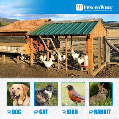 Fencer Wire 20 Gauge Chicken Wire Fence, Galvanized Poultry Hexagonal Netting Crafting, Chicken Coops & Rabbit Rodent Cage, 1-Inch Hex Grid (2 ft. x 50 ft.)