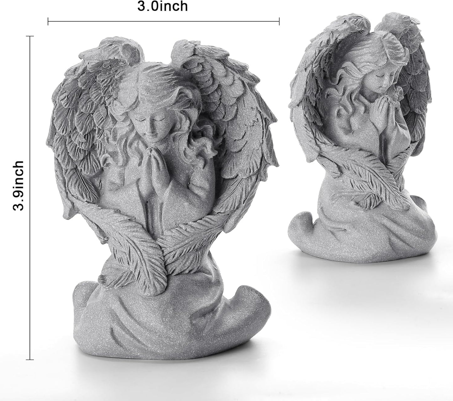 INLOMEM Praying Angel Figurine, Sculpted Hand-Painted Figurine, Angel Wings Statue for Home Decor or Garden, First Communion Gifts for Girls, Religious Gifts for Women (Gray)