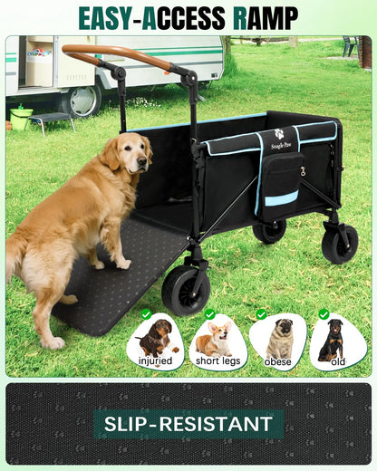 Snagle Paw Extra Large Dog Stroller,Wagon Cart for Medium Large Dogs up to 200lbs | All Terrain Foldable Pet Stroller with Ramp & Tailgate (Extra Space), Adjustable Handle & One-Step Brake