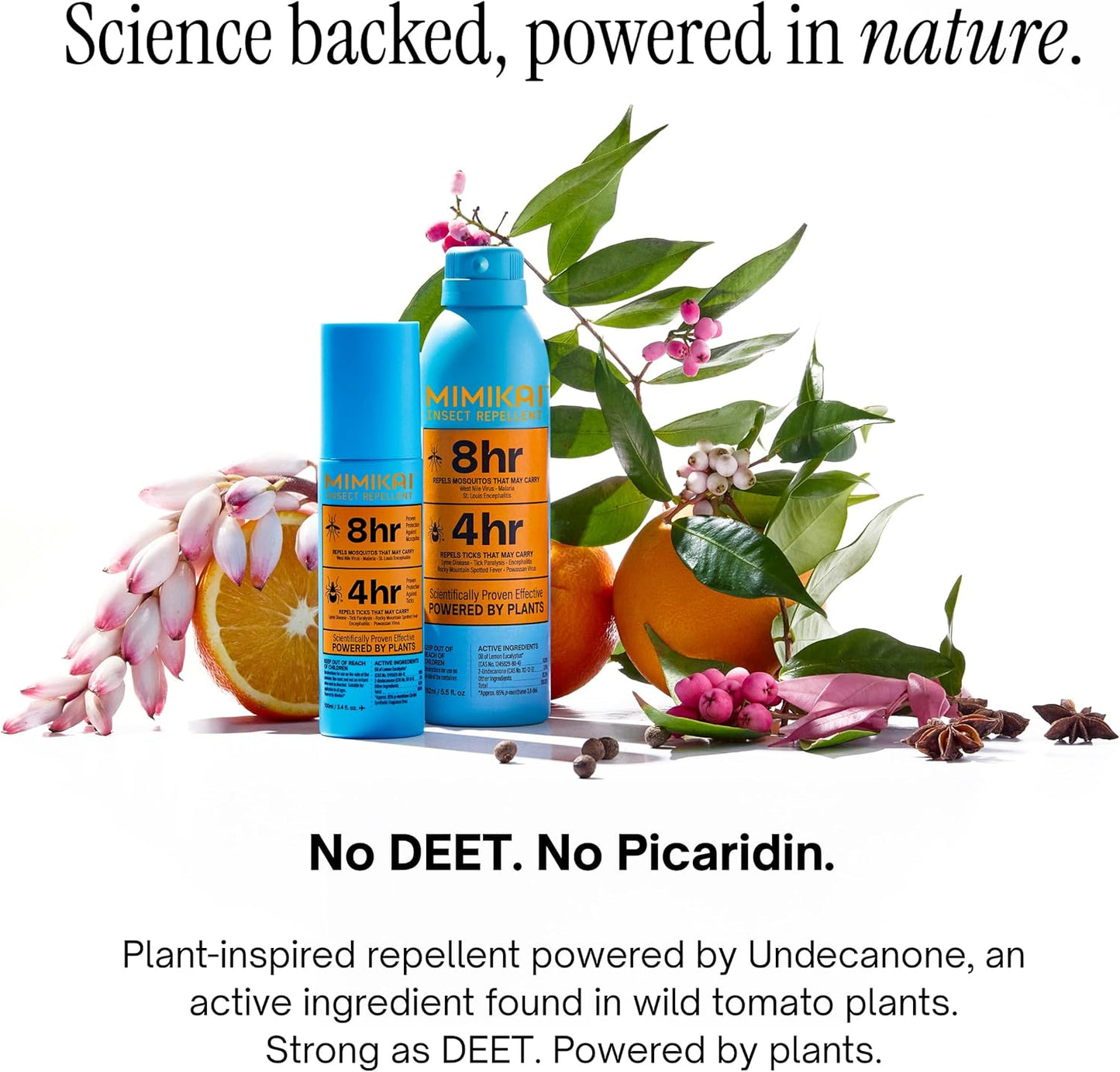 Mimikai Mosquito and Tick Repellent Spray, DEET-Free for Skin and Outdoor Use, Non-Toxic, Plant-Powered Skincare, 5.5oz