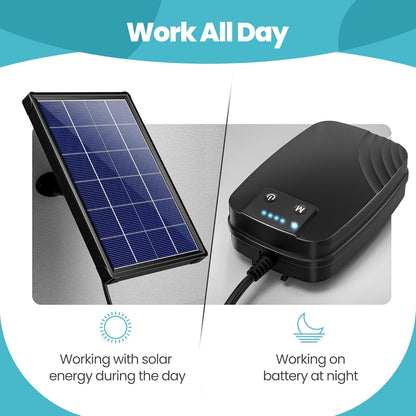 NFESOLAR 4W Solar Aerator for Pond with Built-in 2200mAh Battery Backup, 3 Working Modes, 2 Air Stones, Solar Air Pump for fish Pond Stock Tank Hydroponics