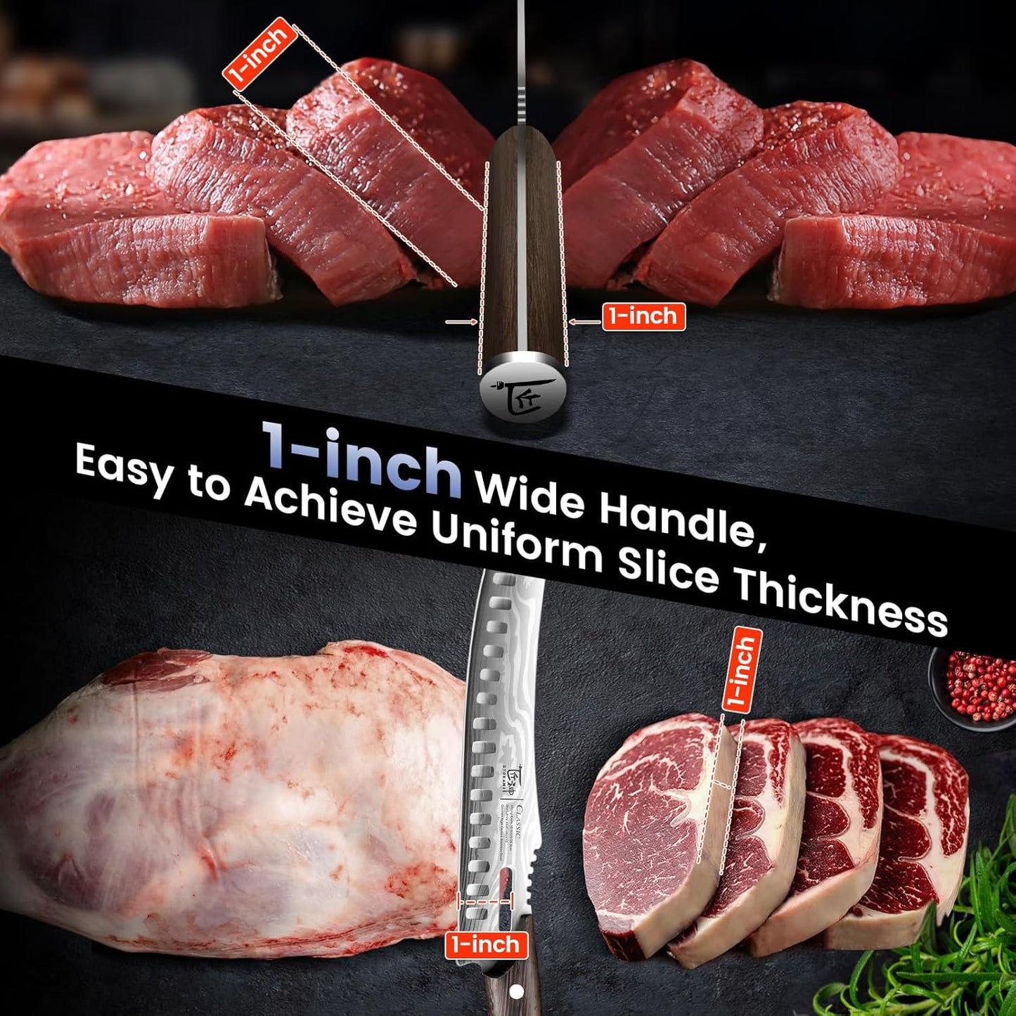 Butcher Knife Set, 3 PCS Kitchen Knives Set for Cutting, Meat Cleaver Chef Knife Set, Japanese Style High Carbon Steel Knives Set, Chopping & Slicing & Boning for Home and BBQ, Gift for Men