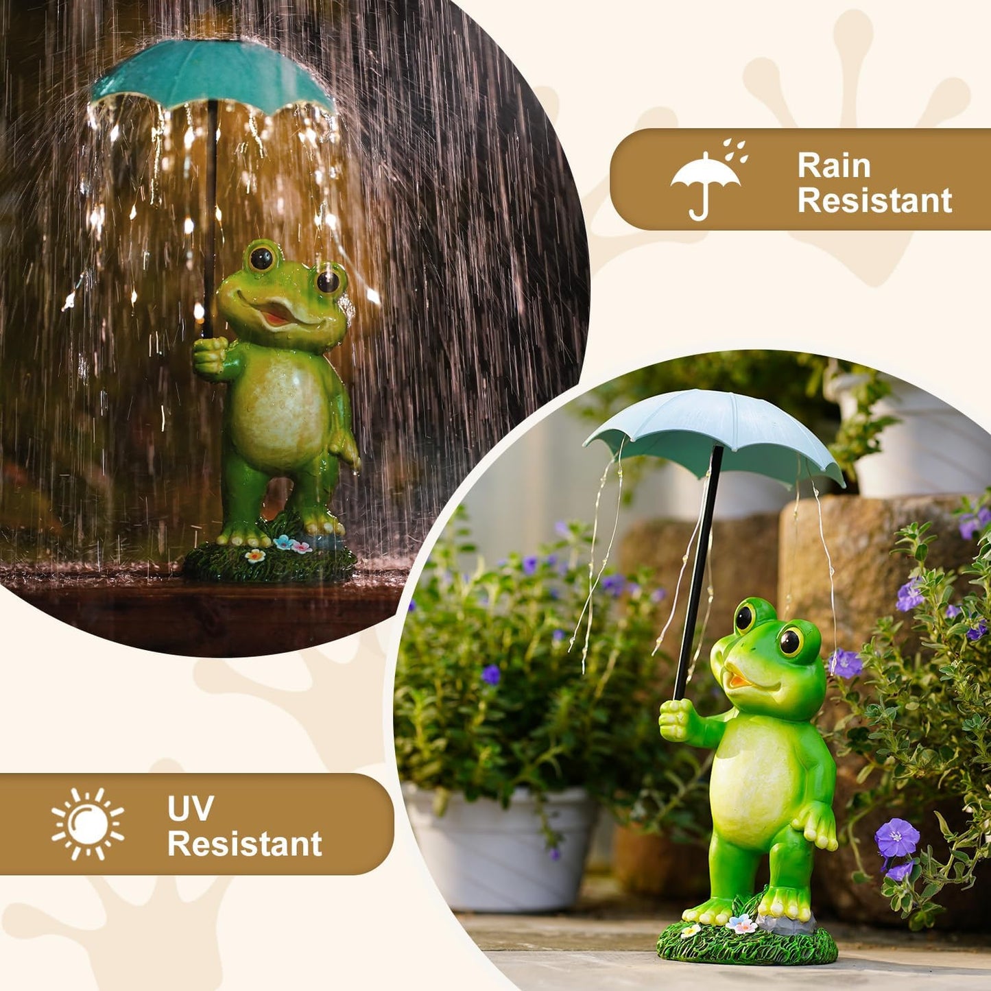 Solar Frog Garden Statue for Outside - Outdoor Decor Funny Hold Umbrella Lights for Lawn Yard Balcony Home : Best Garden Gifts for Mom