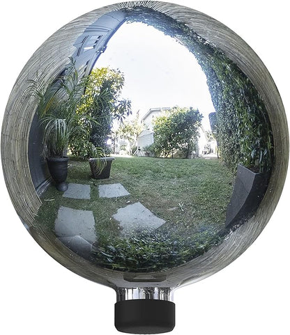 Alpine Corporation 10" Diameter Indoor/Outdoor Glass Gazing Globe Yard Decoration, Silver