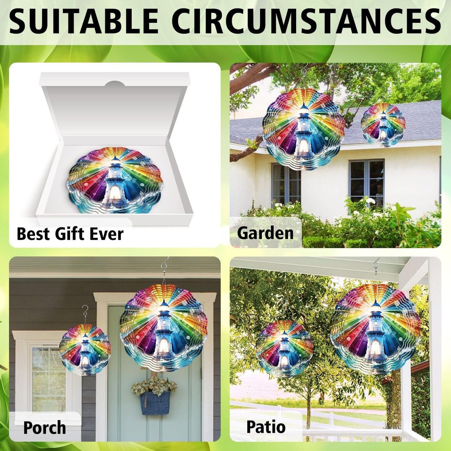 Lighthouse Wind Spinner, Lighthouse Wind Spinner Hanging for Yard and Garden, Unique Gift Wind Spinner, 3D Hanging Wind Spinner Outdoor