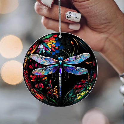 Dragonfly Gifts for Women, Dragonflies Decor Suncatcher Effect, Dragon Fly Stained Glass Effect, Dragonfly Ornaments for Christmas Tree Decoration, Birthday Gift for Mom (Nocturne Dream)