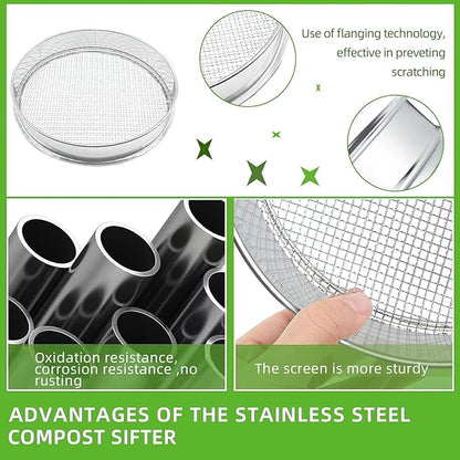 Stainless Steel Mesh Screen 304 1/4" Mesh Mesh -Soil Sifter for Large Gardens to Boost Your Gardening Productivity, Silver