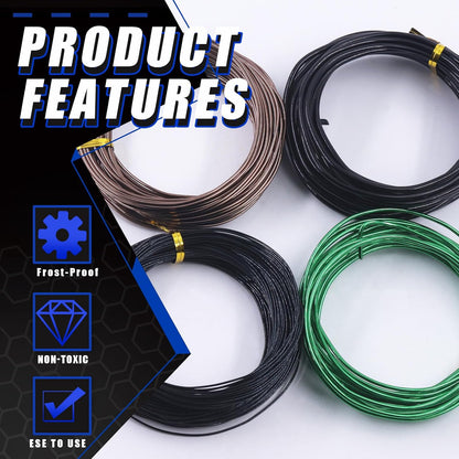 Glarks 4 Rolls Bonsai Wires Kit, 2mm 3mm 1mm 1.5mm Aluminum Bonsai Training Wire Tree Branches with Wire Cutter, 164 Feet Anodized Aluminum Set for Holding Bonsai Branches Small Trunks