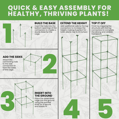 Square Tomato Cage - Large Trellis Stakes and Plant Support Structures for Vegetables and Climbing