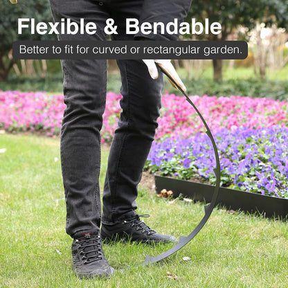 10-Pack Galvanized Steel Landscape Lawn Edging - 4.5 inch Height Black Powder Coated Bendable Metal Strips - Hammer-in Edge Border - Yard Pathway Divider 40 inch Each(33Ft Total), #LYLB45BK-US