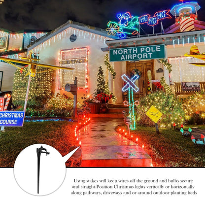 Jetec 120 Pieces Christmas Light Stakes Universal Yard Lawn Holiday 7.5 Inches Light Ground Stakes for C7 C9 String Lights Christmas Outdoor Lights Holders on Yards, Driveways (Black)