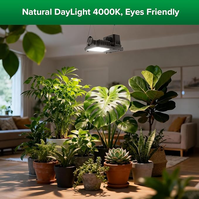 SANSI Grow Lights for Indoor Plants, 70W(500W Equiv) Full Spectrum Plant Light with Optical Lens for High PPFD, Dimmable Panel Plant Lamp with Auto Timer Remote Control for Grow Tent Seeding Growing