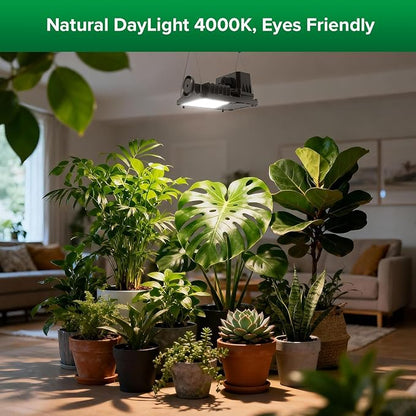 SANSI Grow Lights for Indoor Plants, 70W(500W Equiv) Full Spectrum Plant Light with Optical Lens for High PPFD, Dimmable Panel Plant Lamp with Auto Timer Remote Control for Grow Tent Seeding Growing
