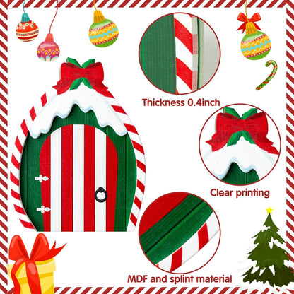 Haooryx 22Pcs Christmas Magic Wooden Miniature Fairy Doors Accessories, Christmas Elf Magic Door for Wall Fairies Magical Door Decoration Christmas Party Outdoor Xmas Decor (Bow Tie)