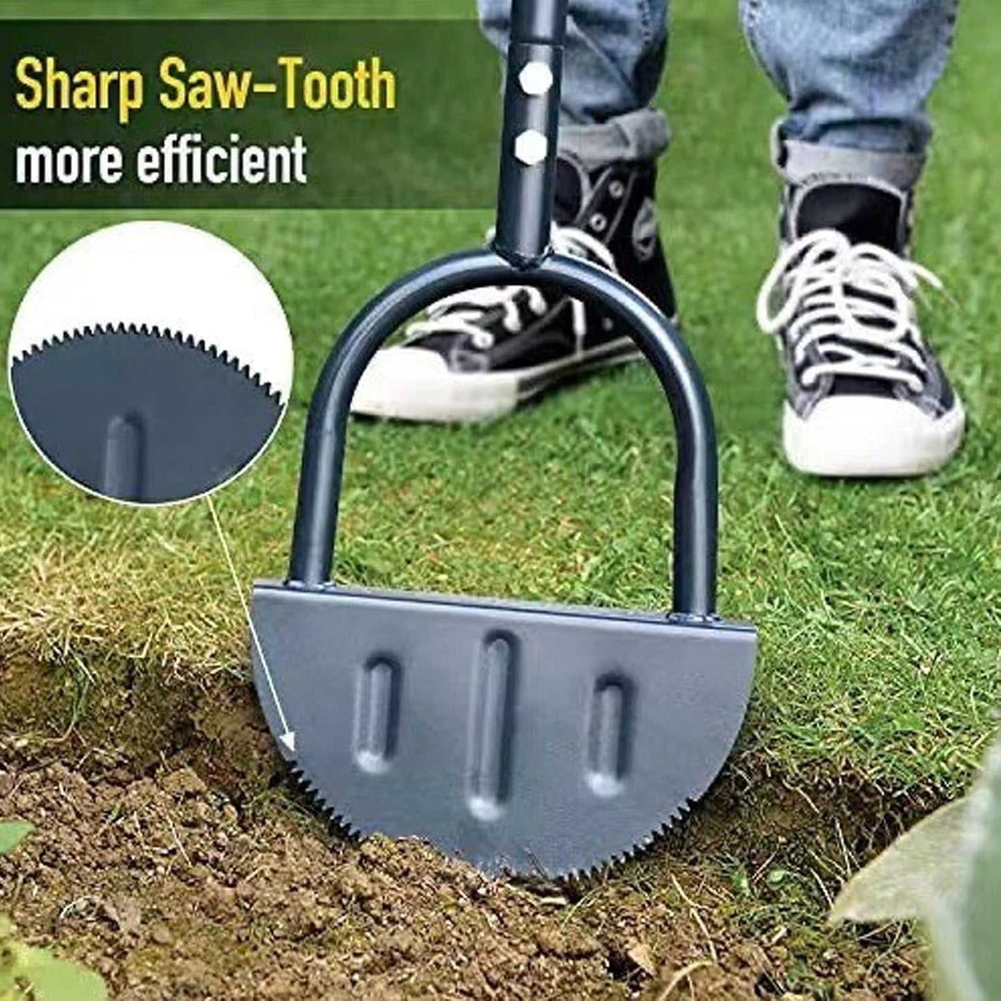 Manual Lawn Edger, Half Moon Saw Tooth Edger, Wide Pedal Garden Trimming Edging Tool for Sidewalk and Grass Maintenance