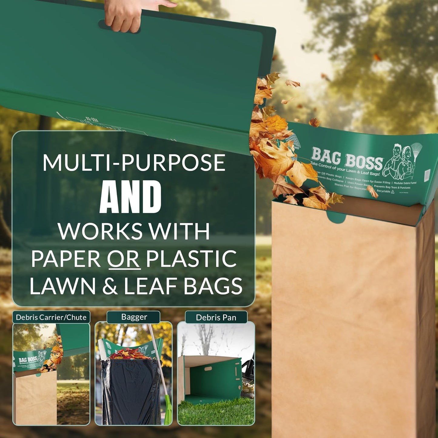 Lawn & Leaf Bag Holder Stand | Fits 33-55 Gallon Paper or Plastic Yard Waste Bags | Durable, Foldable Trash Bag Holder Stand