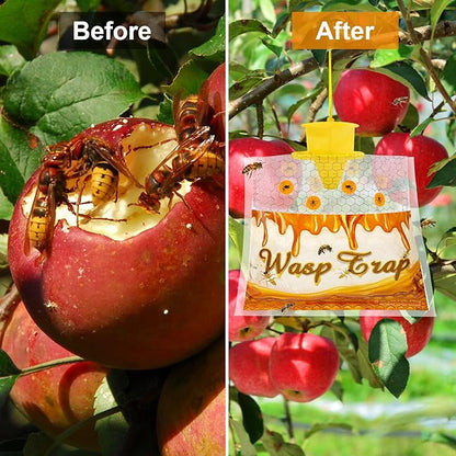 6 Pack Disposable Wasp Traps Outdoor Hanging Carpenter Bee Traps for Outside Yellow Jacket Trap Hornet Trap Wasp Catcher Killer for Bug Flies Patio Garden