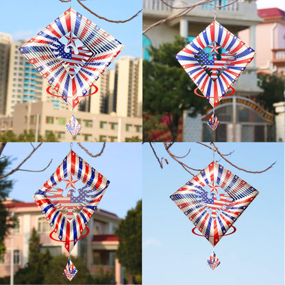 DJUAN 4th of July Decorations,13.5in Stainless Steel Eagle Flag Patriotic Wind Spinner Fourth of July Decor Outdoor,Garden Patriotic Decor Independence Day Decorations Wind Spinners for Yard,Garden