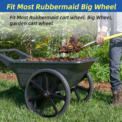 20" Flat Free Tire and Wheel, with 3/4" & 5/8" Bearing, 2.45" Centered Hub, Replacement Wheel For Rubbermaid Wheelbarrow, Garden Yard Cart, 2 Pcs