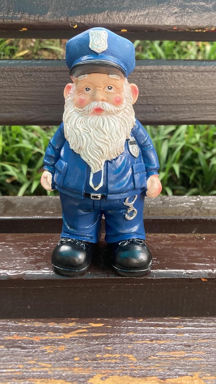 molchagar Police Garden Gnome Statue,United States Police Officer Gnome Figurine Gift for Home Decor Outdoor Yard Art Lawn Ornaments