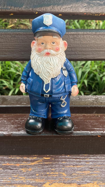 molchagar Police Garden Gnome Statue,United States Police Officer Gnome Figurine Gift for Home Decor Outdoor Yard Art Lawn Ornaments