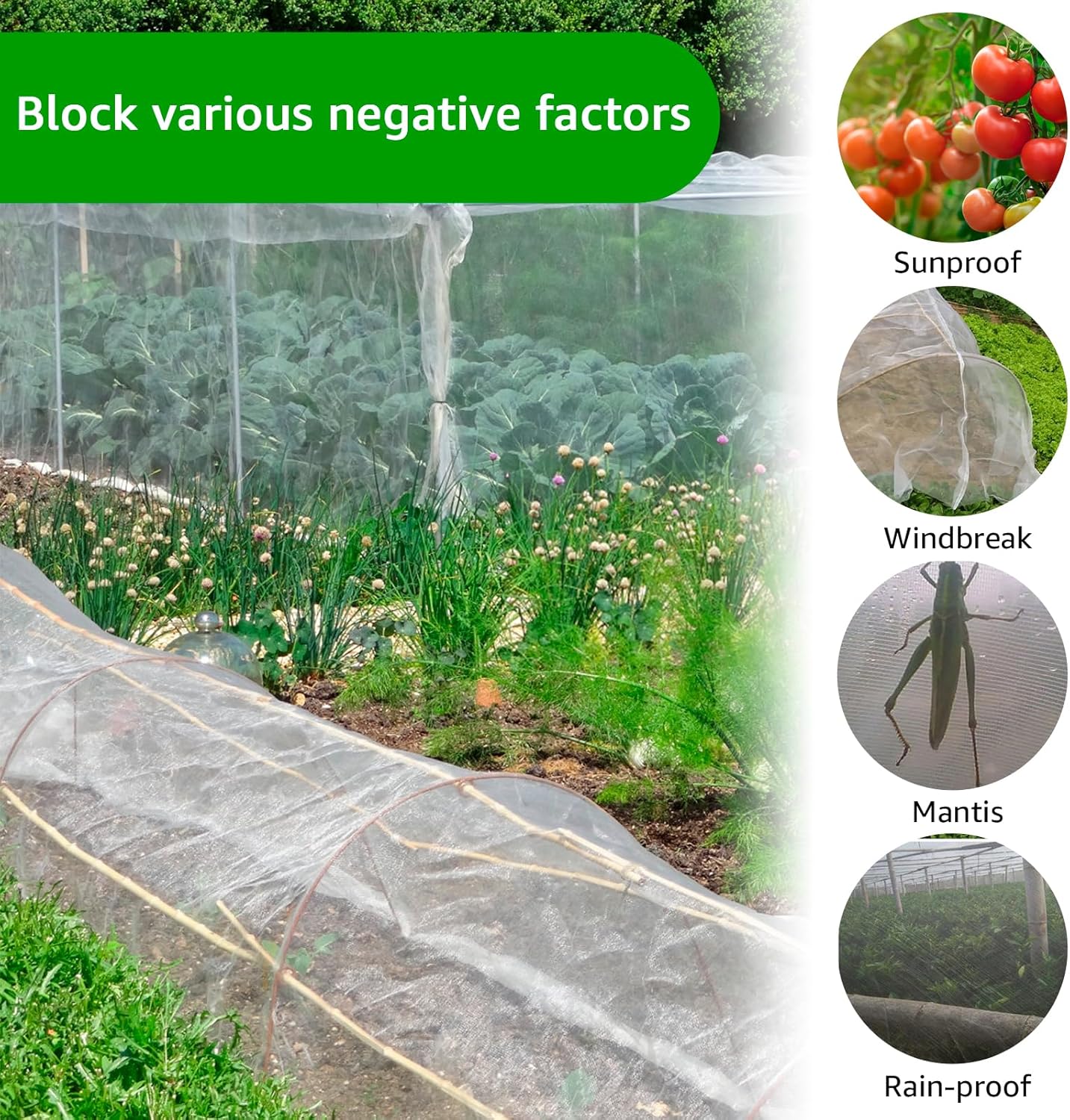 2 Pack Garden Netting, 8 x 19 FT Bird Netting Barrier Row Cover, Plants Covers Protection Ultra Fine Net for Fruits Flower Vegetables from Insect Pest Barrier Bug Eating