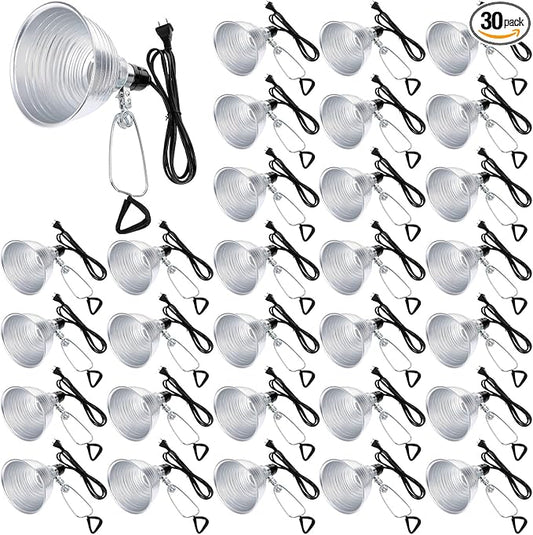 Macarrie 30 Pack 5.5 Inch Clamp Lamp Light with Aluminum Reflector, 6ft SPT-2 18awg Cord and Adjustable Stand Fixture E26 Socket, up to 150 Watt, with Bulb Guard